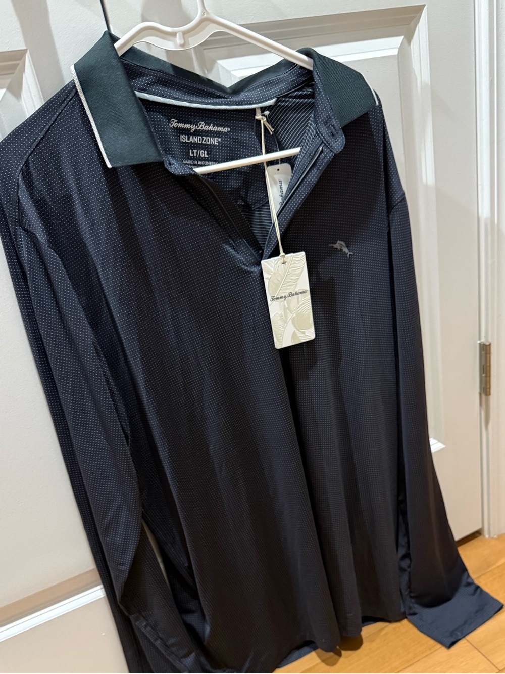 Tommy Bahama Black Long-Sleeve IslandZone Polo